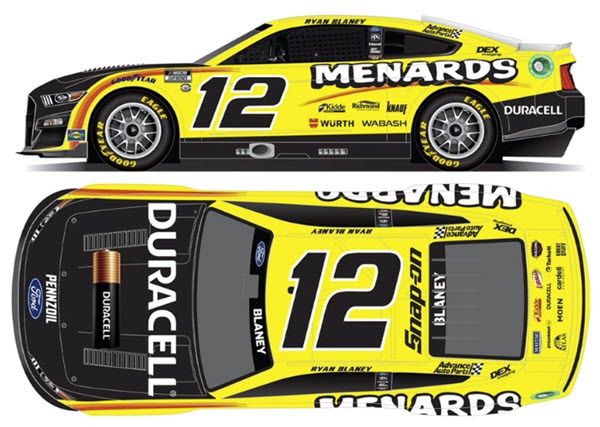 2023 Ryan Blaney NASCAR Diecast 12 Menards Duracell CWC 1:24 Lionel Action RCCA Elite Color Chrome 99