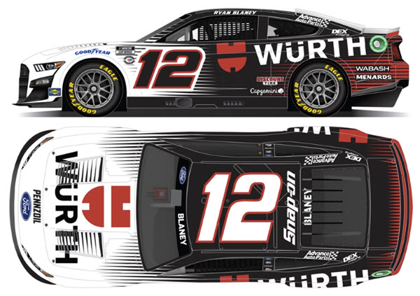 2023 Ryan Blaney NASCAR Diecast 12 Wurth CWC 1:64 Lionel Action ARC Diecast Chassis 99