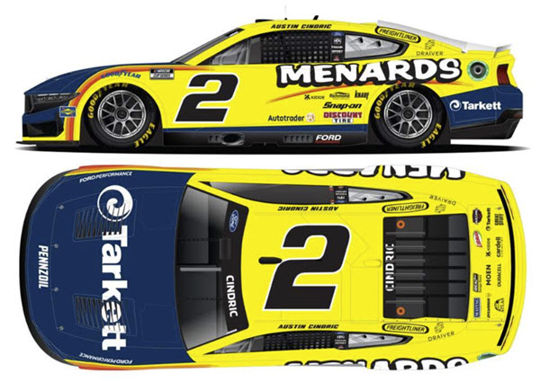2024 Austin Cindric NASCAR Diecast 2 Menards Tarkett CWC 1:24 Lionel Action ARC Color Chrome 99