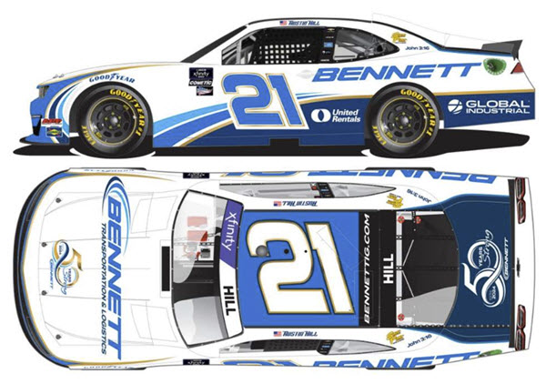 2024 Austin Hill NASCAR Diecast 21 Bennett Transportation CWC 1:24 Lionel Action ARC 99