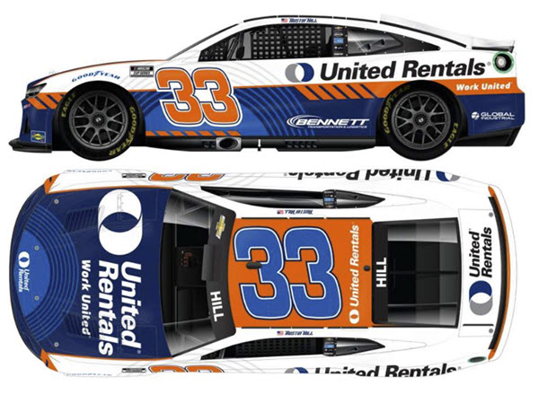 2024 Austin Hill NASCAR Diecast 33 United Rentals CWC 1:64 Lionel Action ARC 99