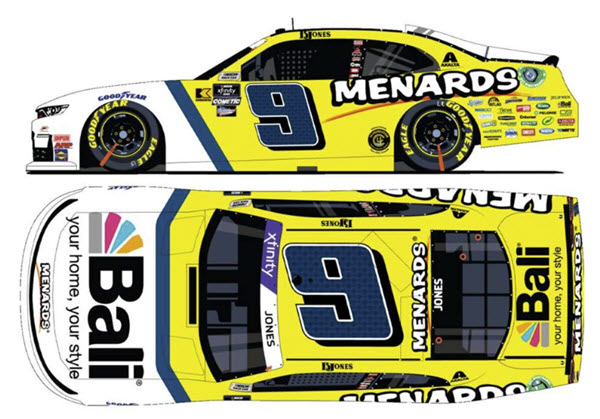 2024 Brandon Jones NASCAR Diecast 9 Menards Bali Throwback CWC 1:24 Lionel Action ARC Color Chrome 99