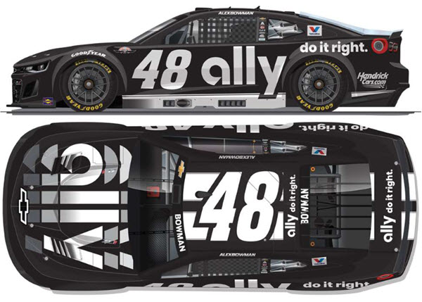 2025 Alex Bowman NASCAR Diecast 48 Ally Darlington Throwback CWC 1:24 Lionel Action RCCA Elite Color Chrome 99