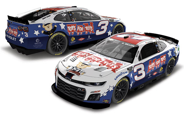 2025 Austin Dillon NASCAR Diecast 3 Toys For Tots  CWC 1:24 Lionel Action ARC Color Chrome 99