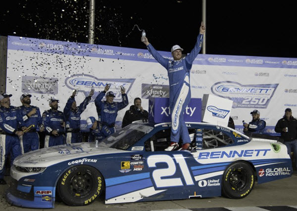 2025 Austin Hill NASCAR Diecast 21 Bennett Martinsville Win Raced Version CWC 1:24 Lionel Action ARC Dual Autographed 99