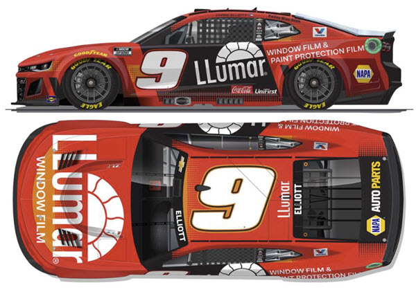 2025 Chase Elliott NASCAR Diecast 9 LLumar Window Film CWC 1:24 Lionel Action RCCA Elite Color Chrome 99