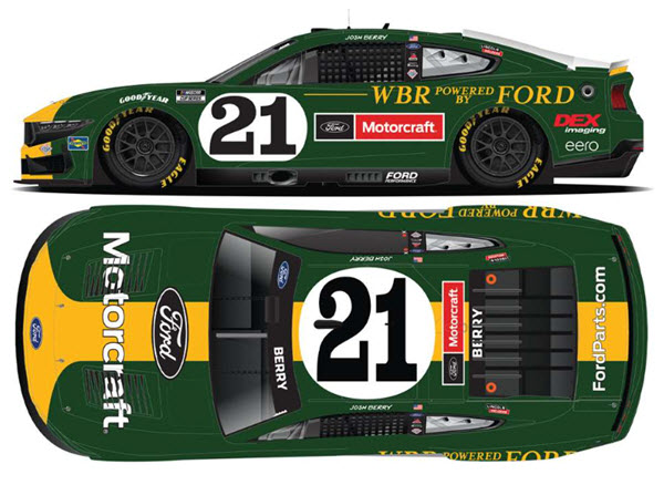 2025 Josh Berry NASCAR Diecast 21 Motorcraft Throwback 1:24 CWC Lionel Action ARC Color Chrome 99