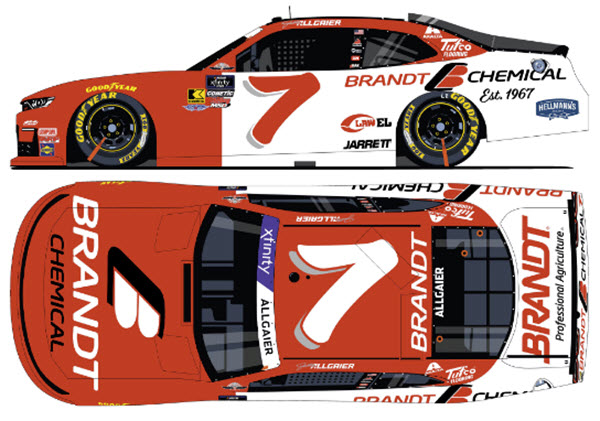 2025 Justin Allgaier NASCAR Diecast 7 Brandt Darlington Throwback CWC 1:24 Lionel Action ARC Color Chrome 99