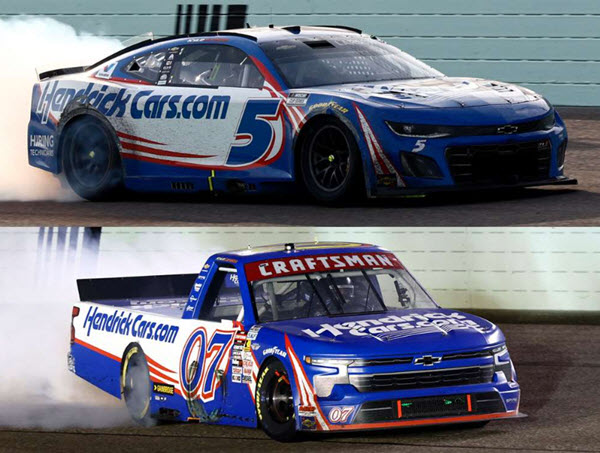 2025 Kyle Larson NASCAR Diecast 5 07 HendrickCars Hendrick Cars Homestead Miami Win Raced Version 1:64 CWC Truck Lionel Action ARC 2 Pack 99