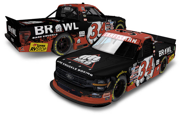 2025 Layne Riggs NASCAR Diecast 34 Bare Knuckle Boxing Pocono Win Raced Version Truck 1:64 Lionel Action ARC 98