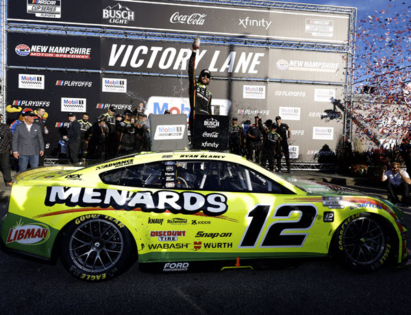 2025 Ryan Blaney NASCAR Diecast 12 Menards Libman New Hampshire Win Raced Version CWC 1:24 Lionel Action RCCA Elite Color Chrome 99