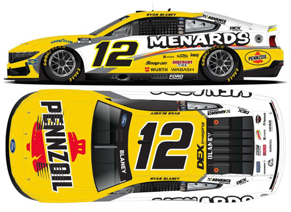 2025 Ryan Blaney NASCAR Diecast 12 Pennzoil Menards CWC 1:24 Lionel Action ARC Color Chrome 99