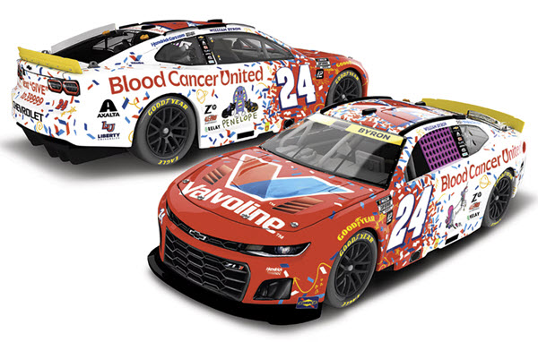 2025 William Byron NASCAR Diecast 24 Valvoline Blood Cancer CWC 1:24 Lionel Action RCCA Elite 98